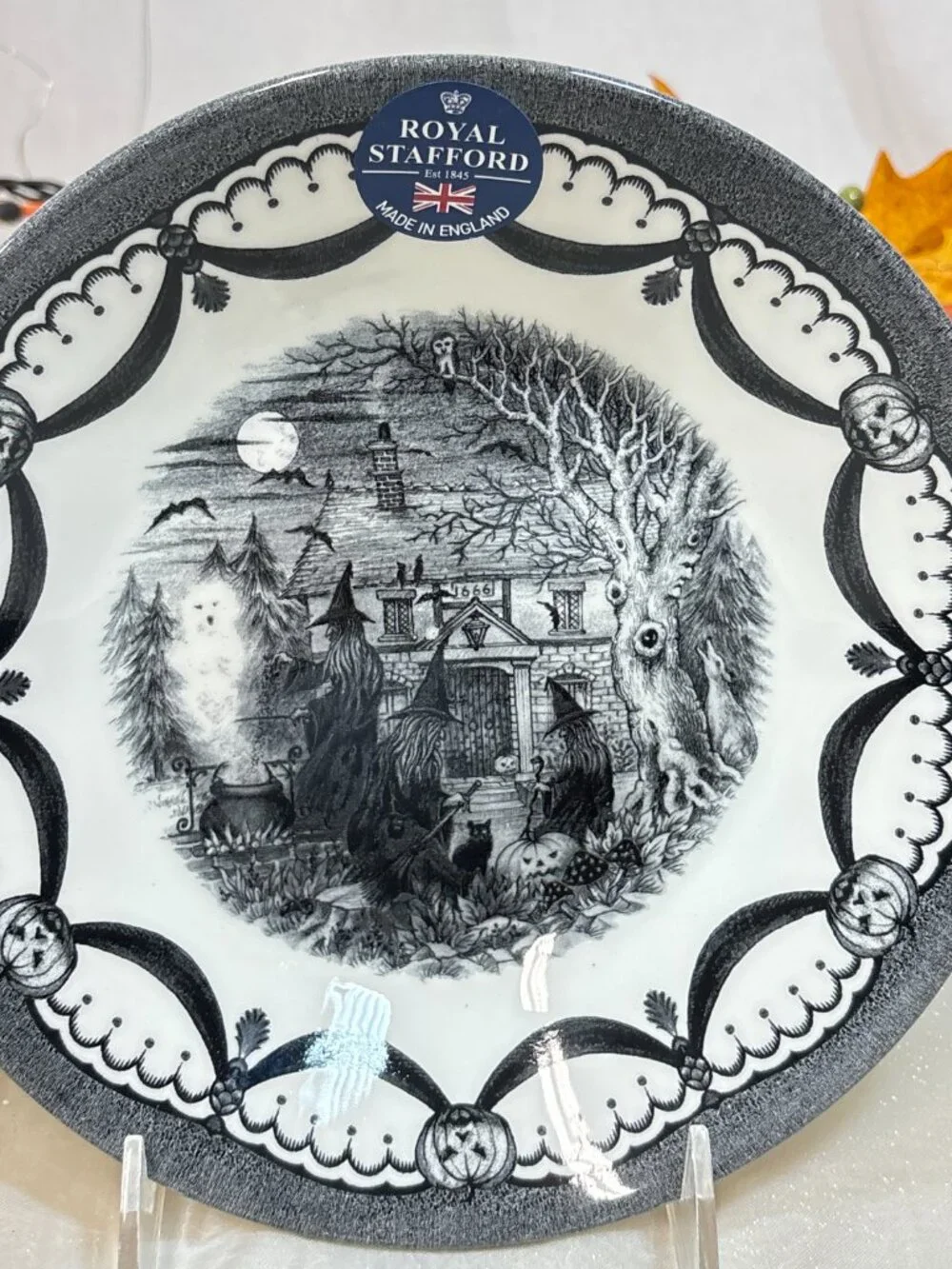 Royal Stafford Halloween Wicked Witch Coven Spell Ghost Salad Soup Bowls 4 RARE